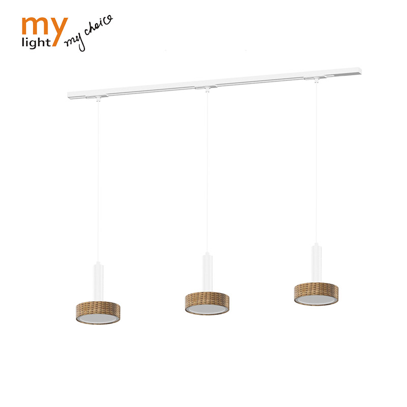 Rattan Lamp Shade Hanging Track Pendant Lighting For Kitchen