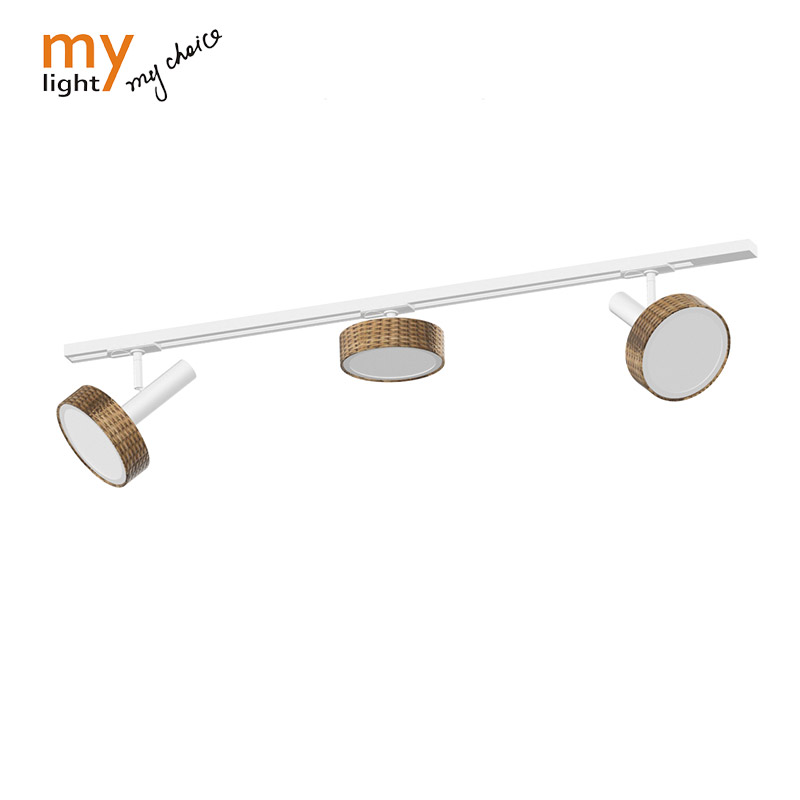 145Mm Bulb Series Kitchen Wall Track Spotlights Series With Rattan Lamp Shade