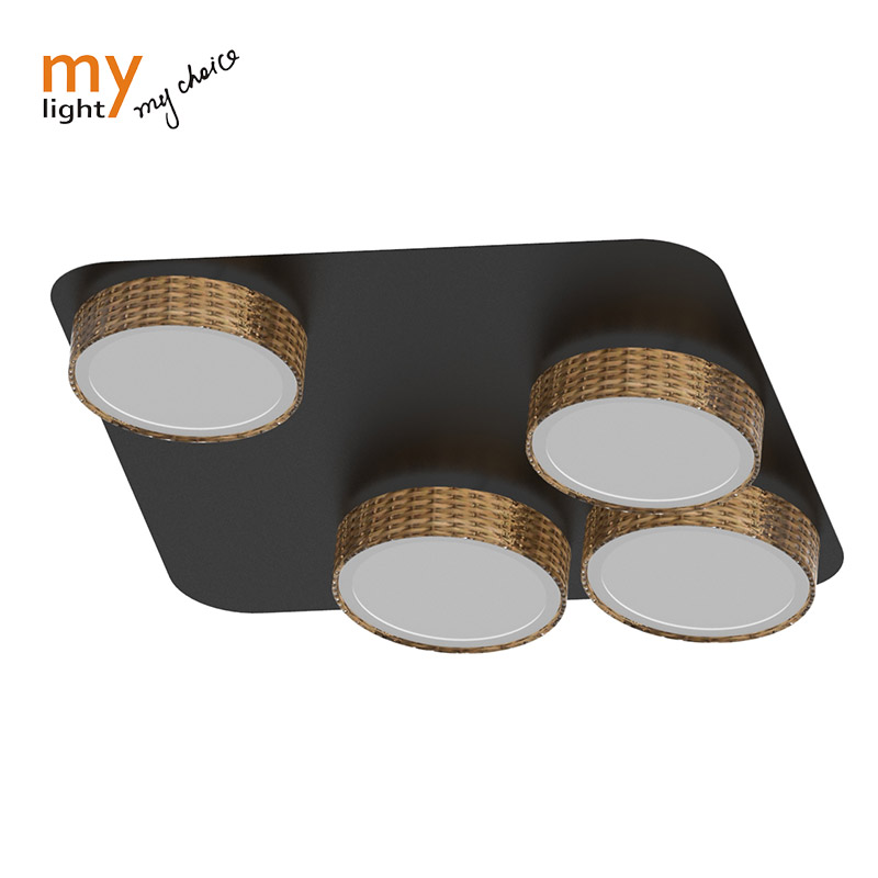 Black Series Ceiling Spot Light Led With Gu10 Bulb Socket, Rattan Lamp Cover|Mylight-China