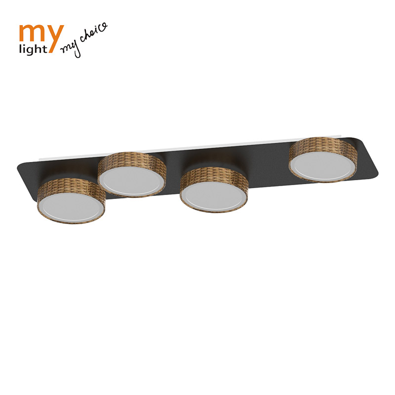 Black Series Ceiling Spot Light Led With Gu10 Bulb Socket, Rattan Lamp Cover|Mylight-China