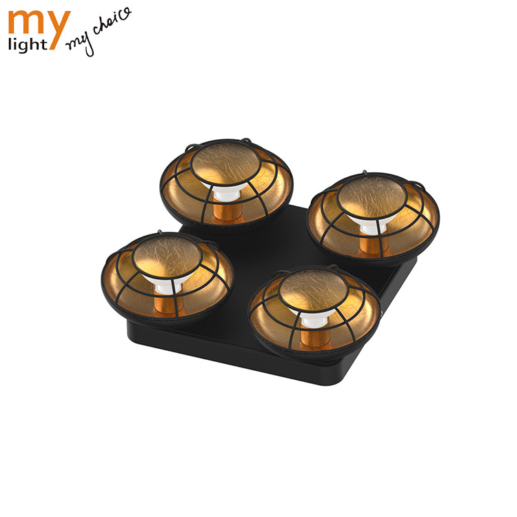 Matt Black+Gold Leaf Spot Ceiling Light Surface Mounted Ceiling Lamp Series With GU10 Socket