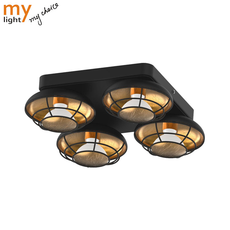 Matt Black+Gold Leaf Spot Ceiling Light Surface Mounted Ceiling Lamp Series With GU10 Socket